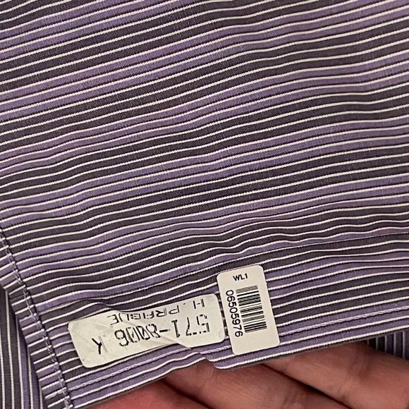 Hugo Boss Purple Grey Striped Long Sleeve Button Down Shirt - Picture 7 of 7